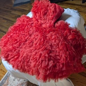 Vibrant Red Ruffled Dress